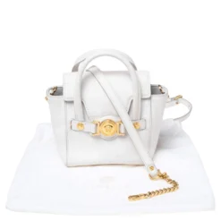 Versace White Leather Mini Signature Top Handle Bag For Women -Versace Official Website luxury women versace used handbags p534376 012