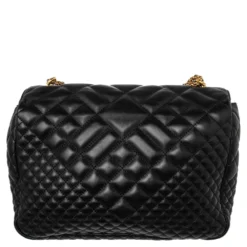 Versace Black Quilted Leather Icon Shoulder Bag For Women -Versace Official Website luxury women versace used handbags p534603 003