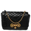 Versace Black Quilted Leather Icon Shoulder Bag For Women