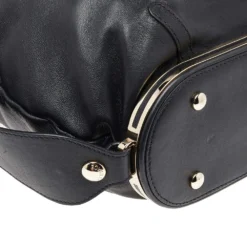 Versace Black Leather Shoulder Bag For Women -Versace Official Website luxury women versace used handbags p542420 005
