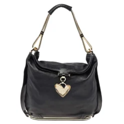 Versace Black Leather Shoulder Bag For Women