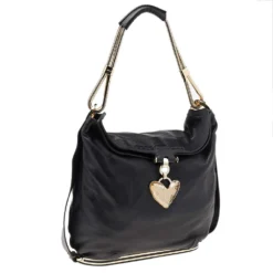Versace Black Leather Shoulder Bag For Women -Versace Official Website luxury women versace used handbags p542420 009