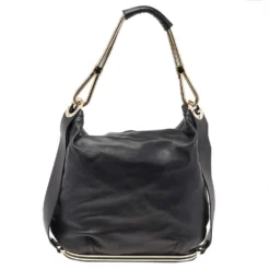 Versace Black Leather Shoulder Bag For Women -Versace Official Website luxury women versace used handbags p542420 010