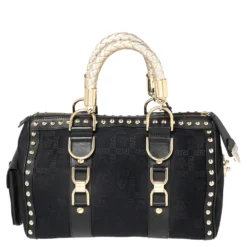 Versace Black Fabric And Leather Trim Snap Out Of It Satchel For Women -Versace Official Website luxury women versace used handbags p543131 007