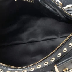 Versace Black Fabric And Leather Trim Snap Out Of It Satchel For Women -Versace Official Website luxury women versace used handbags p543131 008
