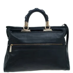 Versace Black Leather Vanitas Shopping Tote For Women -Versace Official Website luxury women versace used handbags p54752 004