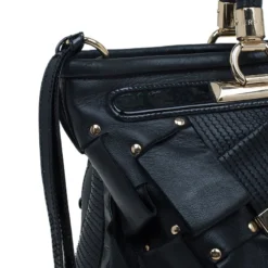 Versace Black Leather Vanitas Shopping Tote For Women -Versace Official Website luxury women versace used handbags p54752 007