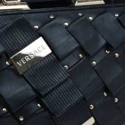 Versace Black Leather Vanitas Shopping Tote For Women -Versace Official Website luxury women versace used handbags p54752 008