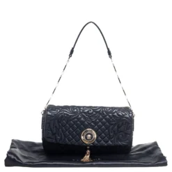 Versace Black Leather Vanitas Medea Shoulder Bag For Women -Versace Official Website luxury women versace used handbags p556043 004