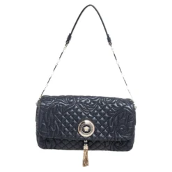 Versace Black Leather Vanitas Medea Shoulder Bag For Women