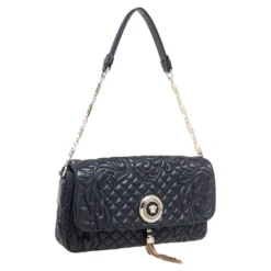 Versace Black Leather Vanitas Medea Shoulder Bag For Women -Versace Official Website luxury women versace used handbags p556043 006