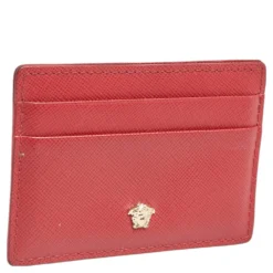 Versace Red Leather Medusa Card Case For Women -Versace Official Website luxury women versace used handbags p557232 003