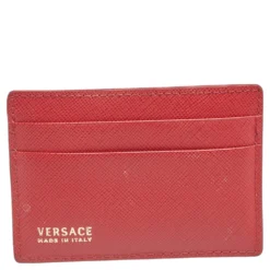 Versace Red Leather Medusa Card Case For Women -Versace Official Website luxury women versace used handbags p557232 004