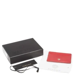 Versace Red Leather Medusa Card Case For Women -Versace Official Website luxury women versace used handbags p557232 011