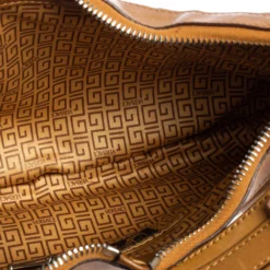 Versace Tan Logo Embossed Suede And Leather Charm Baguette Bag For Women -Versace Official Website luxury women versace used handbags p557967 006