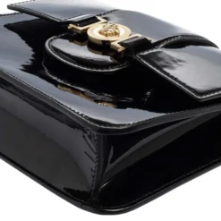 Versace Black Patent Leather Young Medusa Chain Crossbody Bag For Women -Versace Official Website luxury women versace used handbags p562170 001