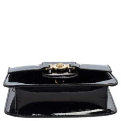 Versace Black Patent Leather Young Medusa Chain Crossbody Bag For Women -Versace Official Website luxury women versace used handbags p562170 011