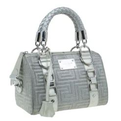 Versace Metallic Leather Quilted Snap Out Of It Bag For Women -Versace Official Website luxury women versace used handbags p5652 003
