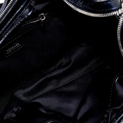 Versace Navy Blue Croc Embossed Patent Leather Chain Satchel For Women -Versace Official Website luxury women versace used handbags p565728 003