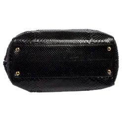 Versace Black Leather And Python Frame Studded Satchel For Women -Versace Official Website luxury women versace used handbags p565945 008