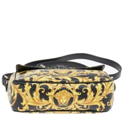 Versace Black/Yellow Barocco Print Medusa Crossbody Bag For Women -Versace Official Website luxury women versace used handbags p566041 004