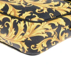 Versace Black/Yellow Barocco Print Medusa Crossbody Bag For Women -Versace Official Website luxury women versace used handbags p566041 006
