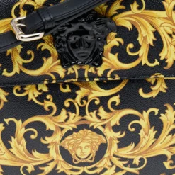 Versace Black/Yellow Barocco Print Medusa Crossbody Bag For Women -Versace Official Website luxury women versace used handbags p566041 008