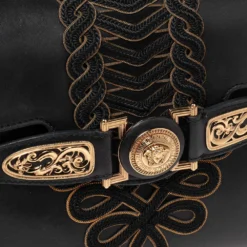 Versace Black Leather D Signature Medusa Shoulder Bag For Women -Versace Official Website luxury women versace used handbags p566531 007