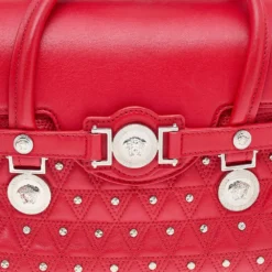 Versace Red Leather Small Medusa Medallion Tote For Women -Versace Official Website luxury women versace used handbags p569249 007