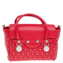 Versace Red Leather Small Medusa Medallion Tote For Women -Versace Official Website luxury women versace used handbags p569249 011
