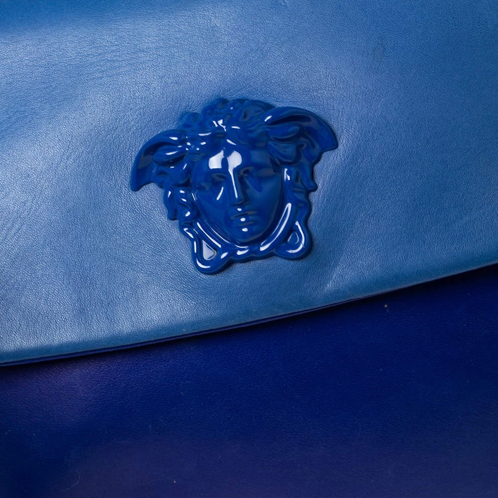 Versace Blue Leather Medusa Flap Top Handle Bag For Women 5 Versace Blue Leather Medusa Flap Top Handle Bag For Women - Image 5
