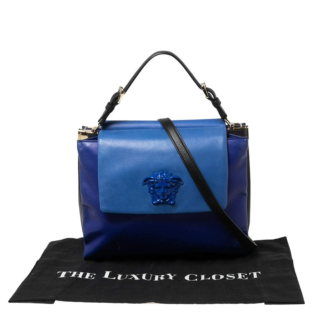 Versace Blue Leather Medusa Flap Top Handle Bag For Women 10 Versace Blue Leather Medusa Flap Top Handle Bag For Women - Image 10