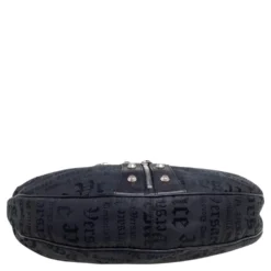 Versace Black Embroidered Print Fabric Studded Hobo For Women -Versace Official Website luxury women versace used handbags p570081 007