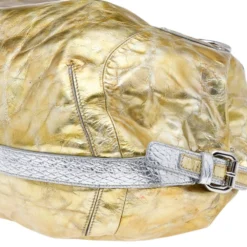 Versace Gold/Silver Leather Satchel For Women -Versace Official Website luxury women versace used handbags p570660 004