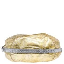 Versace Gold/Silver Leather Satchel For Women -Versace Official Website luxury women versace used handbags p570660 012