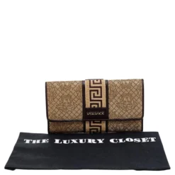 Versace Beige/Brown Medusa Canvas And Leather Continental Wallet For Women -Versace Official Website luxury women versace used handbags p571237 005