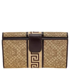 Versace Beige/Brown Medusa Canvas And Leather Continental Wallet For Women -Versace Official Website luxury women versace used handbags p571237 007