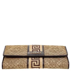 Versace Beige/Brown Medusa Canvas And Leather Continental Wallet For Women -Versace Official Website luxury women versace used handbags p571237 008