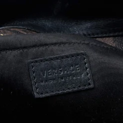 Versace Brown/Black Barocco Print Coated Canvas And Leather Tote For Women -Versace Official Website luxury women versace used handbags p572589 004