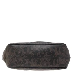 Versace Brown/Black Barocco Print Coated Canvas And Leather Tote For Women -Versace Official Website luxury women versace used handbags p572589 005