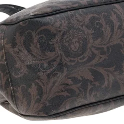 Versace Brown/Black Barocco Print Coated Canvas And Leather Tote For Women -Versace Official Website luxury women versace used handbags p572589 006