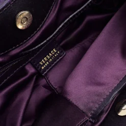 Versace Purple Eel And Patent Leather Hobo For Women -Versace Official Website luxury women versace used handbags p573070 004