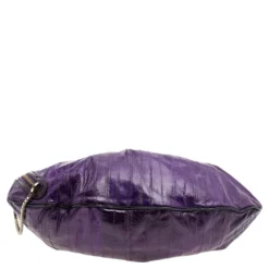 Versace Purple Eel And Patent Leather Hobo For Women -Versace Official Website luxury women versace used handbags p573070 005