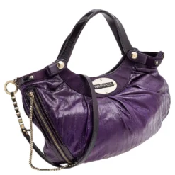 Versace Purple Eel And Patent Leather Hobo For Women -Versace Official Website luxury women versace used handbags p573070 009