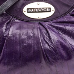 Versace Purple Eel And Patent Leather Hobo For Women -Versace Official Website luxury women versace used handbags p573070 010