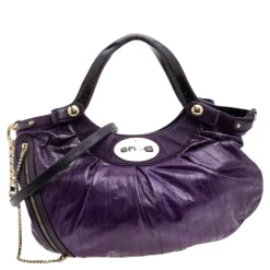Versace Purple Eel And Patent Leather Hobo For Women