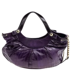 Versace Purple Eel And Patent Leather Hobo For Women -Versace Official Website luxury women versace used handbags p573070 012
