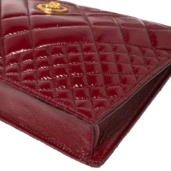 Versace Red Quilted Patent Leather Crossbody Bag For Women -Versace Official Website luxury women versace used handbags p574798 005
