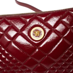 Versace Red Quilted Patent Leather Crossbody Bag For Women -Versace Official Website luxury women versace used handbags p574798 006