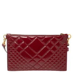 Versace Red Quilted Patent Leather Crossbody Bag For Women -Versace Official Website luxury women versace used handbags p574798 010